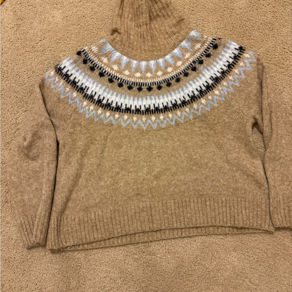Cozy Tan Patterned Women's Sweater